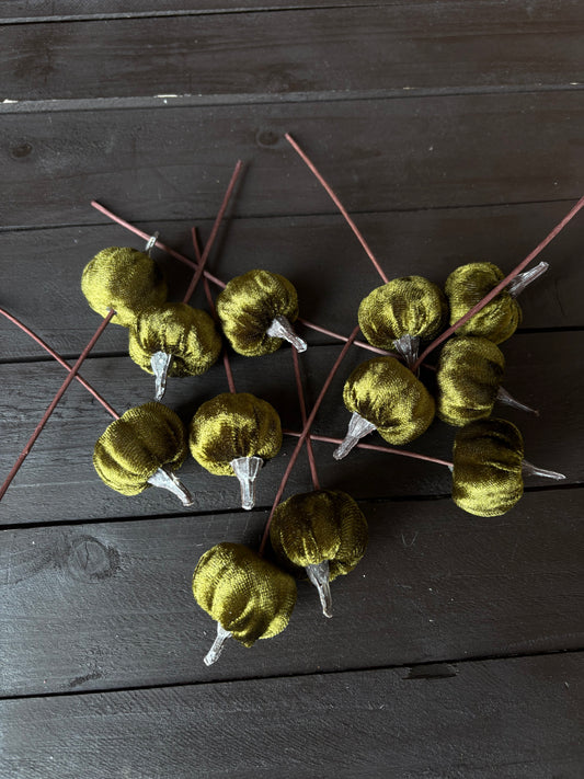 PACK 12 14cm PUMPKIN PICK DARK GREEN