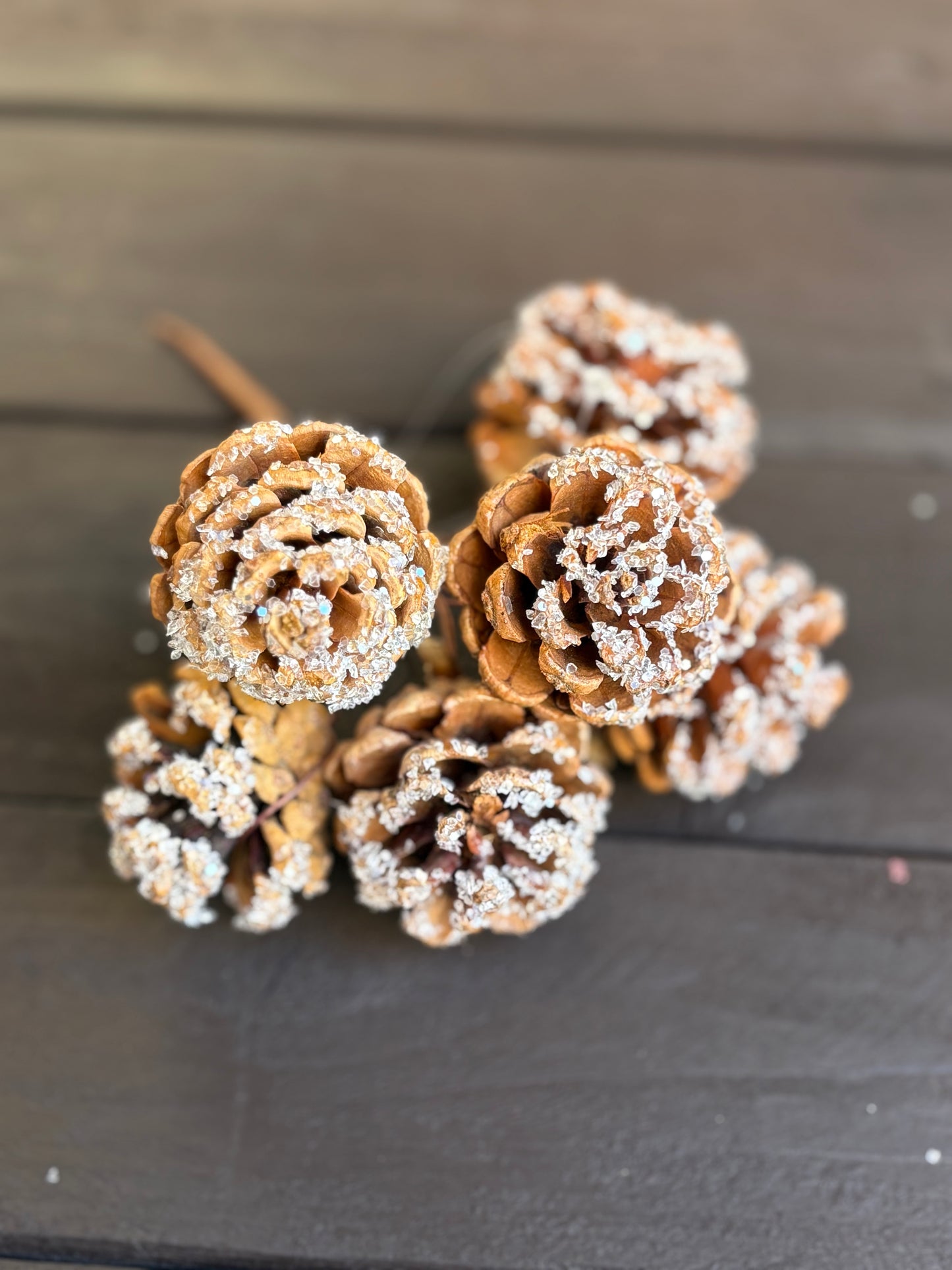 14cm FROSTED NATURAL CONE PICK PK12 BUNCHES (6 per bunch)