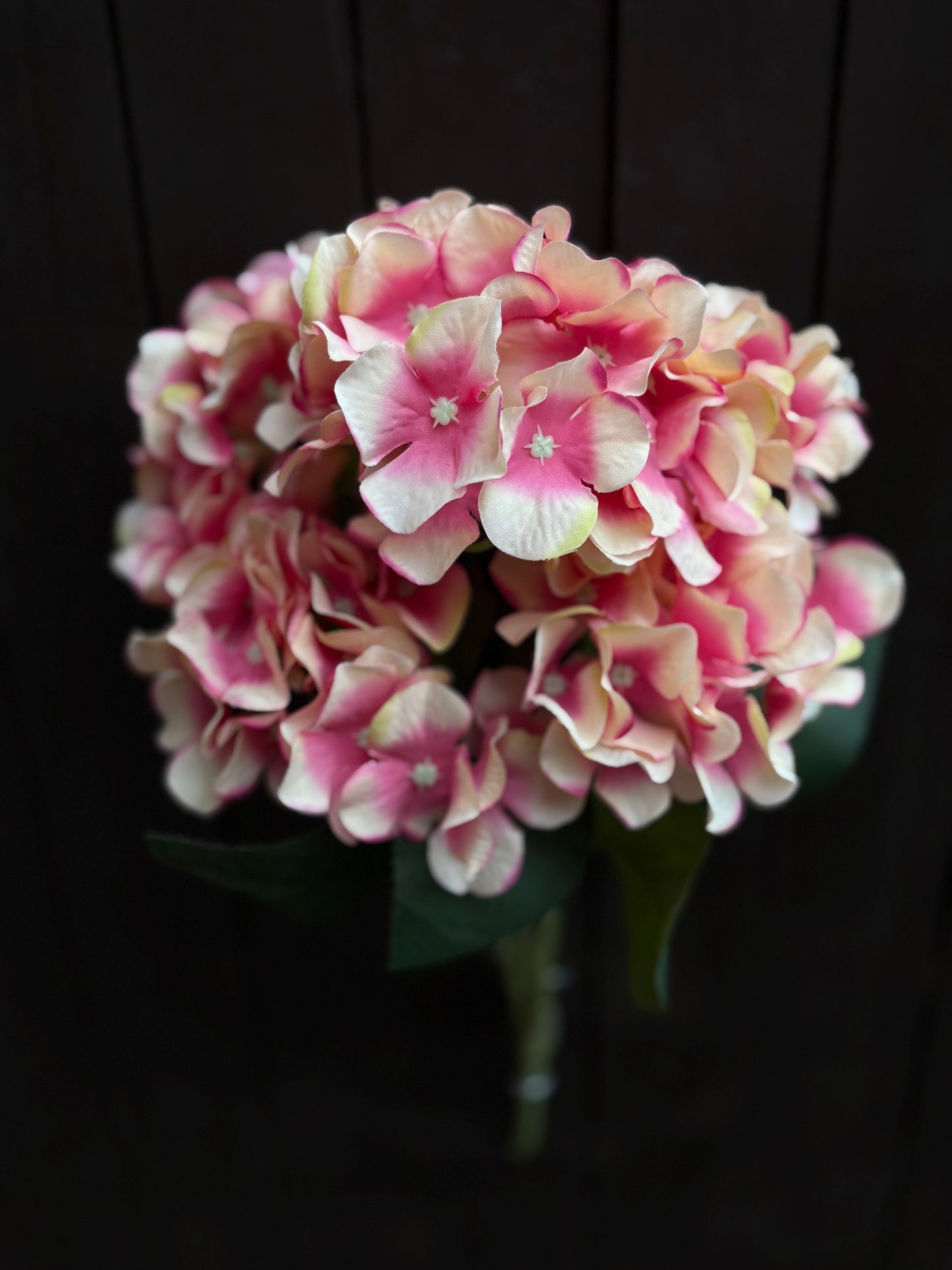 49cm 5 HEAD LARGE HYDRANGEA BUSH PINK / PEACH