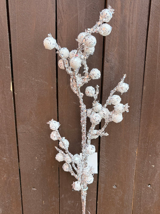 54cm SPARKLE BERRY PICK WHITE