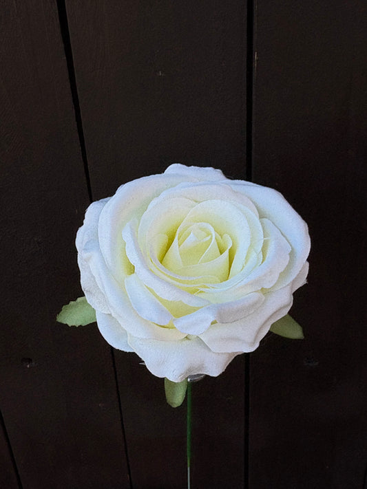 27cm SINGLE OPEN ROSE IVORY