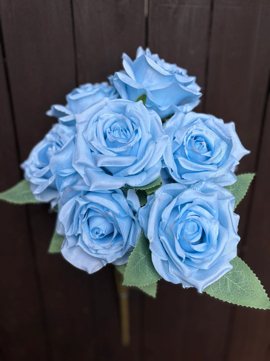 43cm 7 HEAD ROSE BUSH BLUE