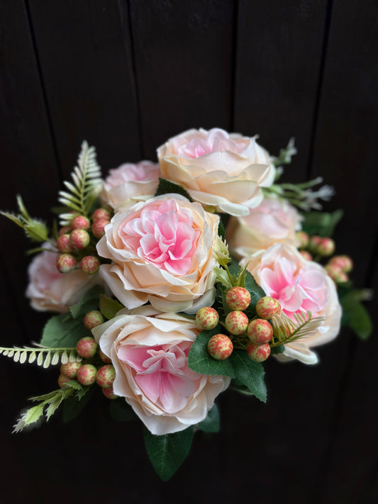 43CM CAMELLIA ROSE BUSH PEACH / PINK