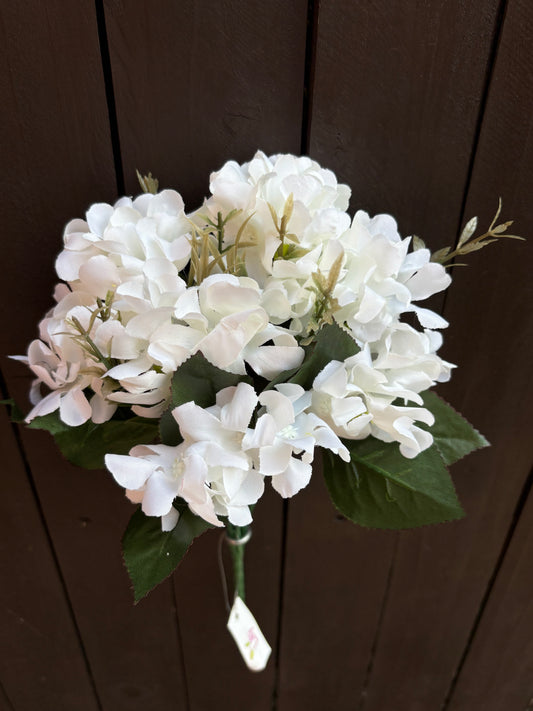 34cm HYACINTH BUSH WITH FOLIAGE IVORY