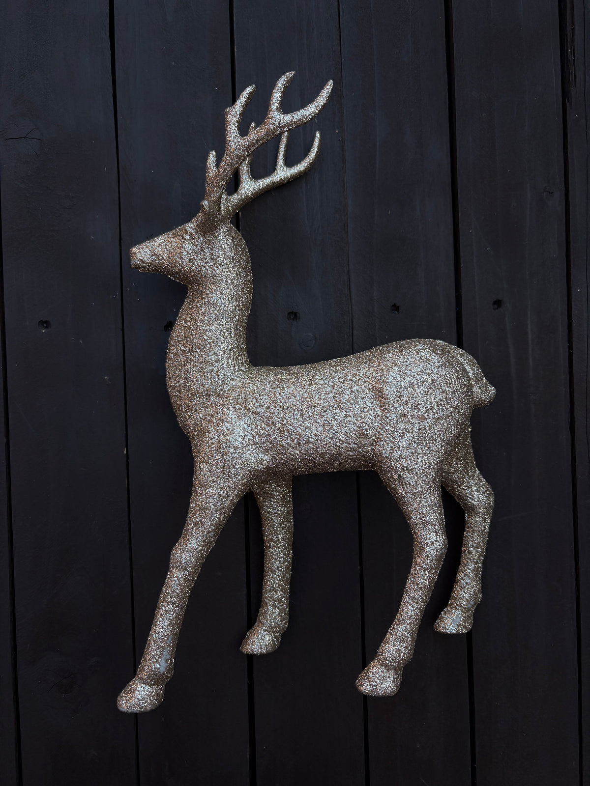 32cm GLITTER STANDING REINDEER GOLD