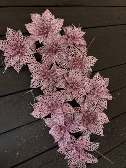 BAG 12cm FILIGREE POINSETTIA x 12pcs PINK