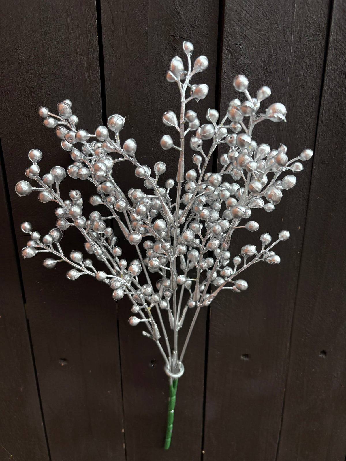 36cm MINI METALLIC BERRY BUSH SILVER