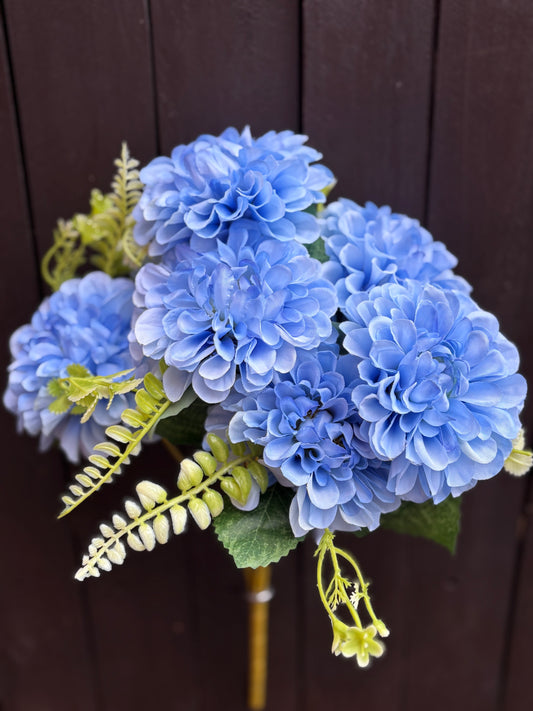 LARGE 7 HEAD  CHRYSANTHEMUM BLUE