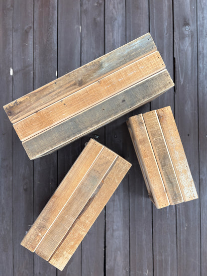 SET 3 RECTANGULAR WOODEN PLANTER