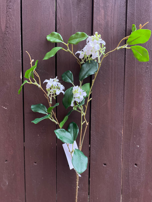 65cm BLOSSOM LEAF SPRAY IVORY