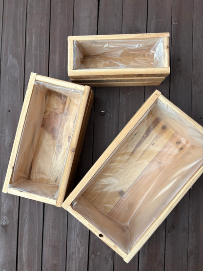 SET 3 RECTANGULAR WOODEN PLANTER