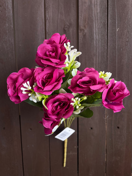 10 HEAD MINI ROSE BUNCH DARK PINK