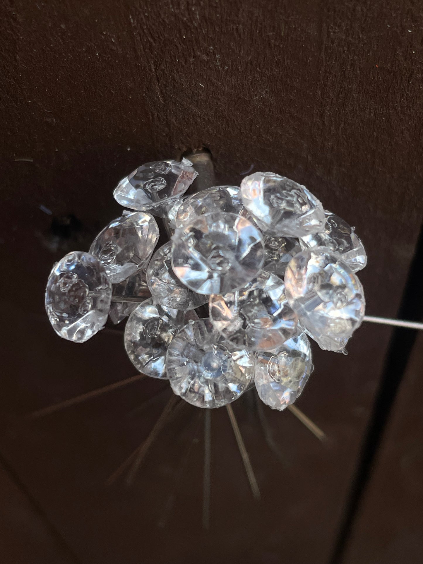 6cm DIAMANTE CLEAR PINS 100pcs