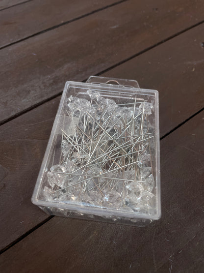 6cm DIAMANTE CLEAR PINS 100pcs