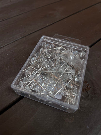 4cm DIAMANTE CLEAR PINS 100pcs