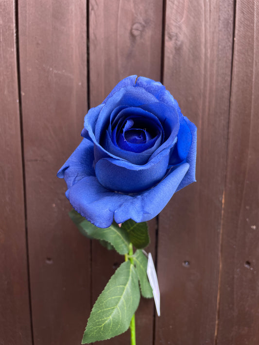 65cm REAL TOUCH LARGE ROSEBUD BLUE