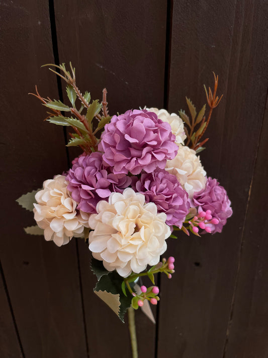 MINI POM POM BUNCH LILAC/CREAM